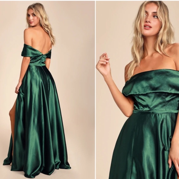 LULUS Sexy Prom Wedding Special Event Emerald Elegant Classy Holidays Gown - Picture 4 of 7